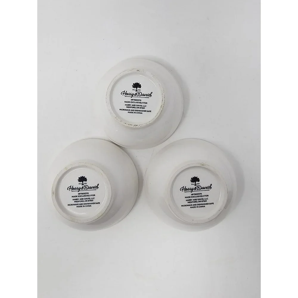 Harry & David‎ Ceramic Dipping Bowls 3-Piece Set Herb Pattern